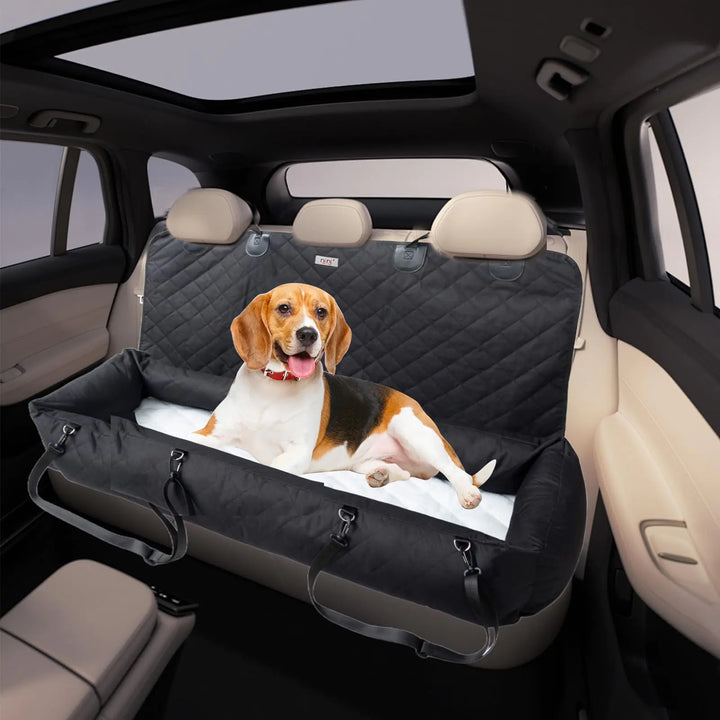 Dog Car Seat for Large/Medium Dog Washable Pet Car Seat for Dogs Under 100 lbs or 2 Small DogsWashable Travel Bed Dog Seat with Thick Cushion and Storage Pockets