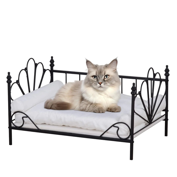 Dog Bed Couch Cat Bed Metal Frame Pet Sofa Pet Sleeping Beds with Washable Cover Min-Medium Dog Sofa for Pet Rest (Black)