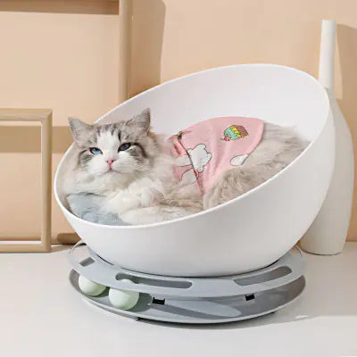 Single-Layer Round Mochi Cat Bed and Pet Lounge