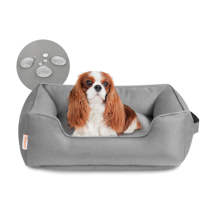 Miguel Outdoor Waterproof Cat Bed with Side Oxford Durable Dog Bed for Small Dog Easy Clean All Weather Rectangle Medium Pet Bed Bolster Tough Puppy Bed Scratch Resistant Removable Cover 25 inches