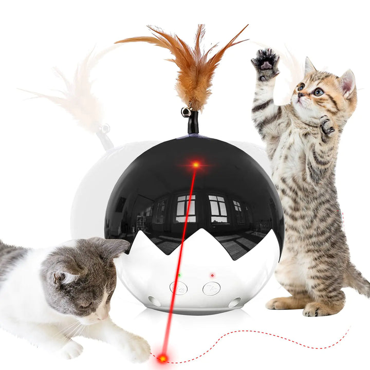 Ficuswin Cat Laser Toy Automatic 3 in 1 Interactive Cat Feather Toy Tumbler Ball Toy for Indoor Kitten 3 Modes Laser with 360 Irregular Rotation USB Rechargeable Laser Safe