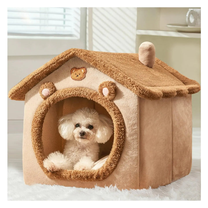 Cat Bed Cave Cute Bear Shape Cat Beds for Indoor Cats Cat House Cat Tent with Removable Cushion Pillow Cat Condo Cat Cave for Kittens Puppy Small Dogs (17.7 * 15.7 * 17.7 in)