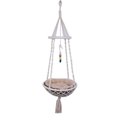 laddawan Macramé Hanging Cat Hammock - Cat Bed Indoor Cat Swing Nest Cat Lover Gifts