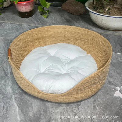 Handwoven Cat Bed with Cooling Features for Pets