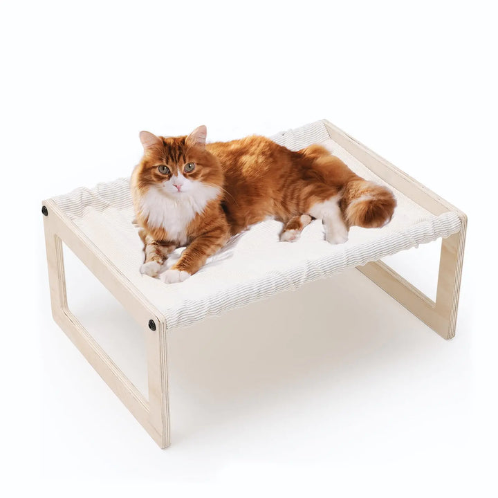 BsBsBest Cat Bed 22 X 16 Inch Elevated Wooden Pet Hammock Breathable Dog Bed Detachable Portable Indoor Outdoor Cat Beds for Kitty Puppy Bunny Rabbit Small Animal