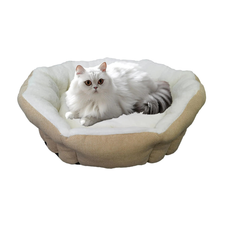 Maihandasi Squishmallow Dog Bed - Washable Aesthetic Dog Bed High-End Fabric Durable Dog Bed with Anti-Slip Bottom Round Cat Couch for Small Dogs & Cats 27.6" Camel