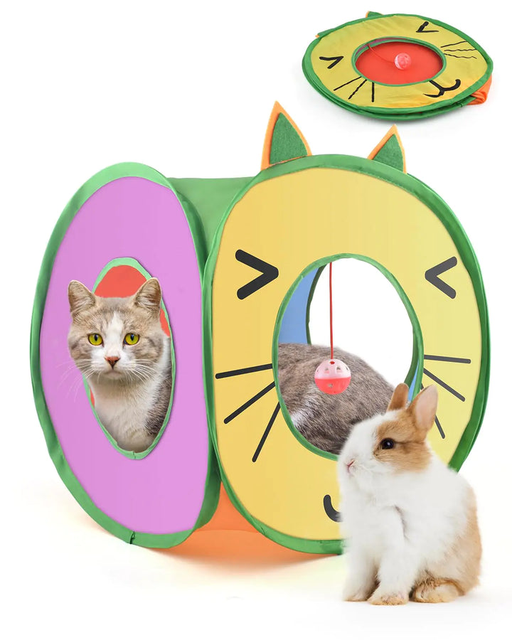 Bissap Pop Up Cat Cube Collapsible Cat Hideouts Play House Peek Too Cat Cave Tent with 3 Holes for Indoor Outdoor Kittens Cats Puppies Rabbits Hideaway Bed Toy