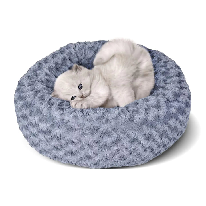 PAWOLOGY Ultra Calming Cuddler Plush Donut Dog Beds Cat Bed for Indoor Cocoon Dog Bed Dog CouchDog Pillow Puppy Essentials Non-Slip BottomWashable Fluffy Small Animal Bed 23 inch
