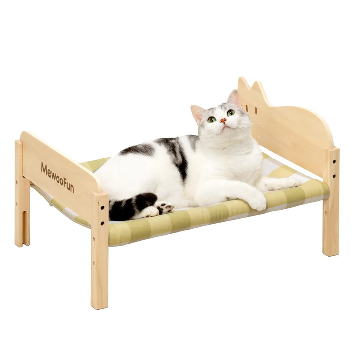 MEWOOFUN Cat Hammock Bed Elevated Pet Bed for Indoor Cats or Puppy 21.7" X 16" Floor Standing Dog Bed Pet Resting Hammock for Cats & Small Dogs (Green)