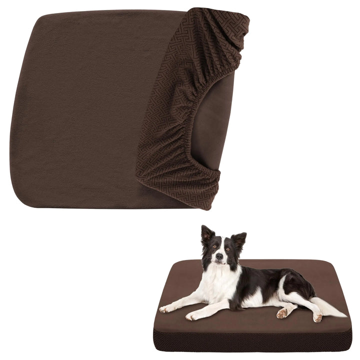 SOFTOWN Dog Bed Covers Replacement Washable Dog Bed Waterproof Cover Soft Cover for Dog Cat Cover Only (Brown 48x30x6 inches)