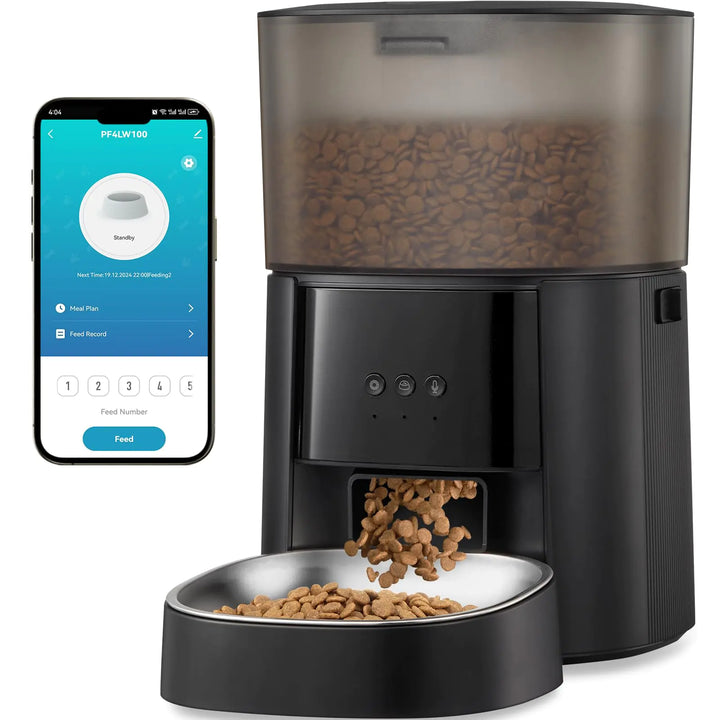 Automatic Cat Feeder WiFi with App Control Voice Recorder 4L Dry Pet Food Dispenser for Cats & Dogs with Freshness Preservation Custom Feeding Times & Portions Dual Power